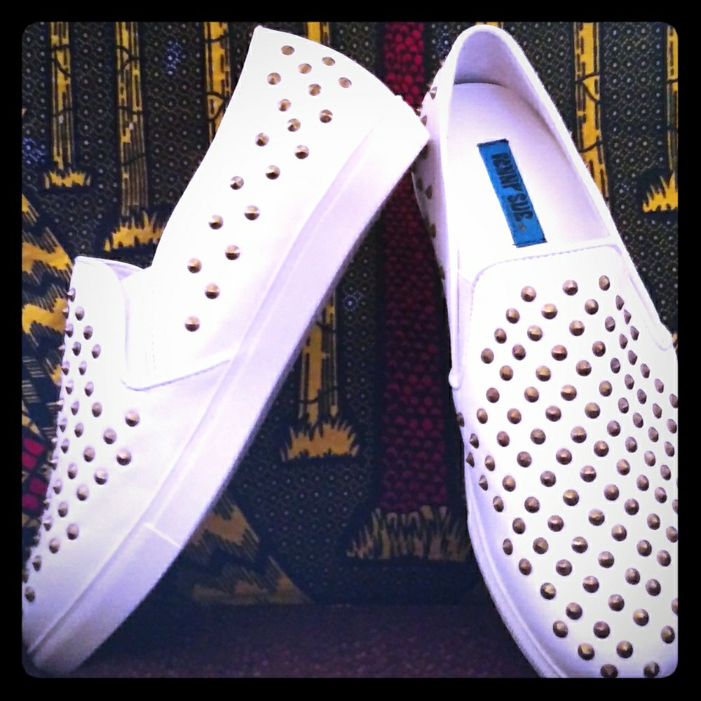 White Sting Studded Slip-On Sneakers